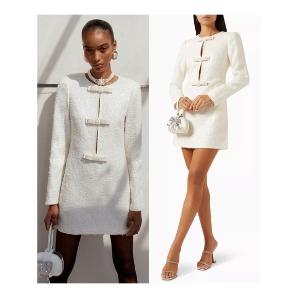 Self-Portrait Dresses & Skirts - NEW Self-Portrait Women's Boucle Diamante Bow Mini Dress $555 - Size US 8 / UK 8
